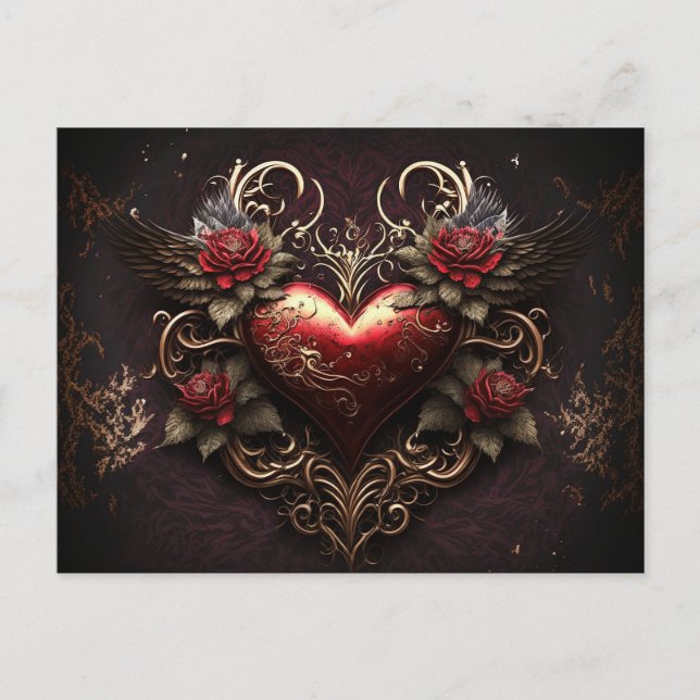 Lovely designed Heart postcard (Front)