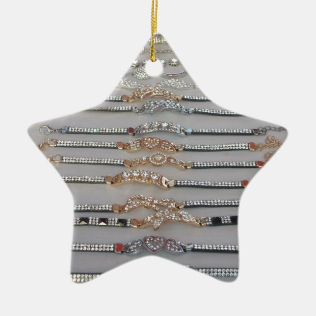 Lovely Diamind Jewellery heart design art collecti Ceramic Ornament (Front)