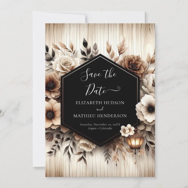 Lovely Digital Rustic Wedding Save The Date (Front)