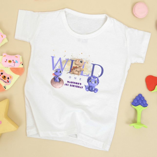Lovely Dino Simple Funny Baby Boy 1st Birthday Toddler T-Shirt (Creator Uploaded)