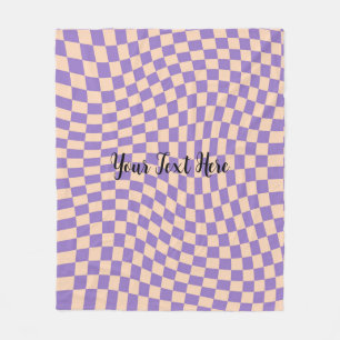 Lovely Distorted Chequerboard Retro Lavender Fleece Blanket
