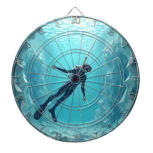 Lovely diving lady ocean blue dartboard