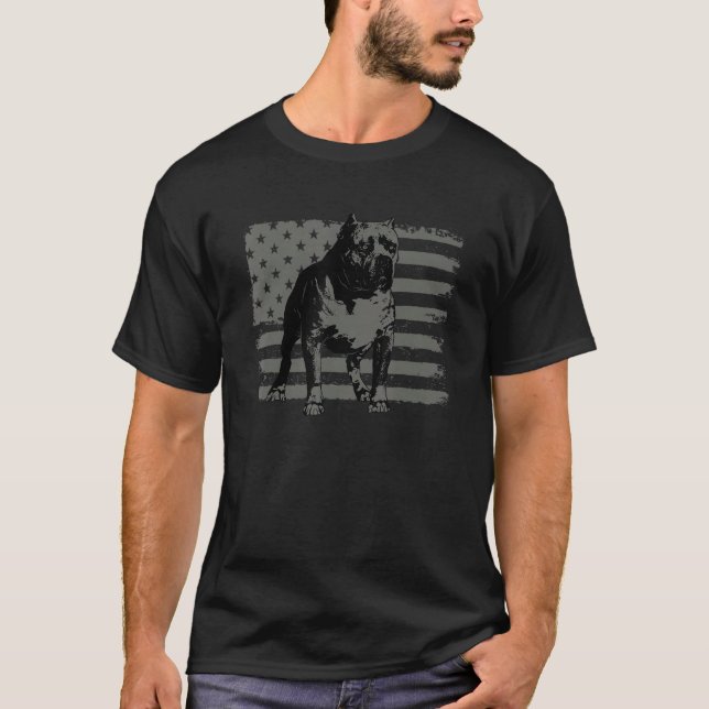 Lovely Dog Holder Dog   Bulldog Ptbull Us Usa Flag T-Shirt (Front)