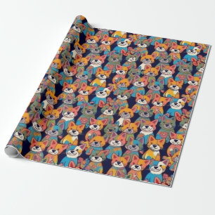 Lovely dogs colorful dogs pet vibes Wrapping Paper
