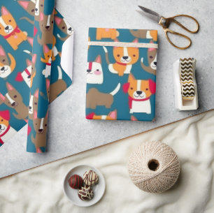 Lovely dogs colourful dogs pet vibes Wrapping Pape Paper