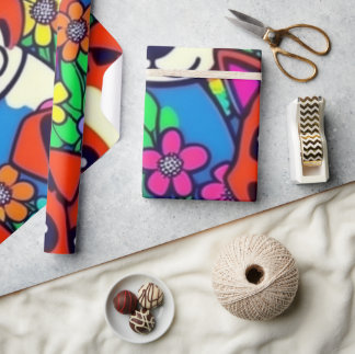 Lovely dogs colourful dogs pet vibes Wrapping Pape Paper