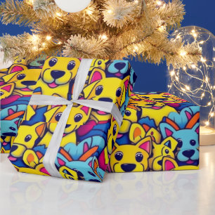 Lovely dogs colourful dogs pet vibes Wrapping Pape Paper