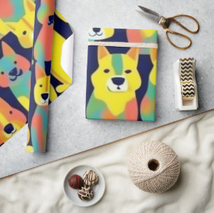 Lovely dogs colourful dogs pet vibes Wrapping Pape Paper
