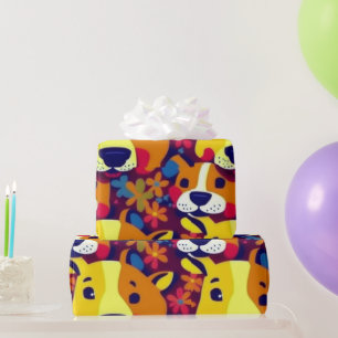Lovely dogs colourful dogs pet vibes Wrapping Pape Paper