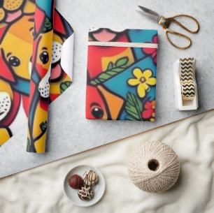 Lovely dogs colourful dogs pet vibes Wrapping Pape Wrapping Paper