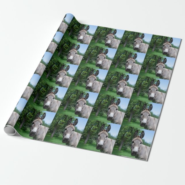 Lovely Donkey Portrait Wrapping Paper (Unrolled)
