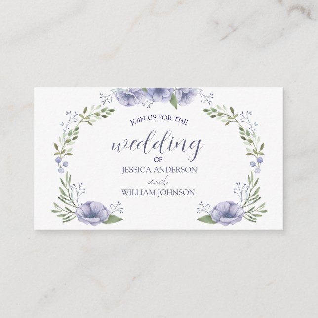 lovely dusty blue floral wedding enclosure card (Front)