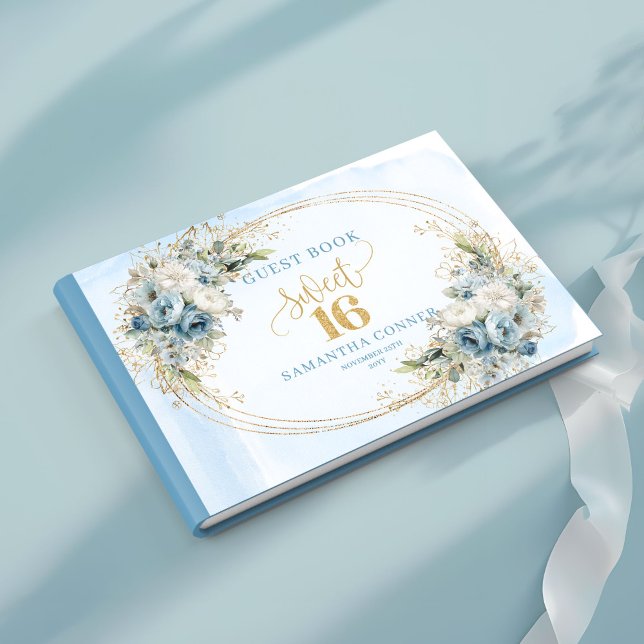 Lovely Dusty Blue Gold Eucalyptus Sweet Sixteen  Guest Book (Lovely Dusty Blue Gold Eucalyptus Sweet Sixteen Guest Book

)