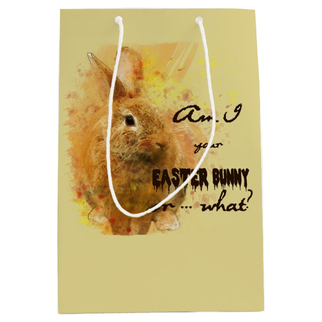 Lovely Easter Bunny Watercolor Medium Gift Bag (Front)