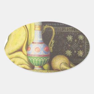 Lovely Egyptian Artefacts: Secrets of the Pharaohs Oval Sticker