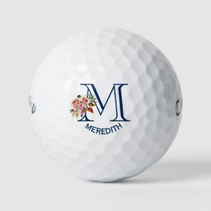 Lovely Elegant Floral Monogrammed Custom  Golf Balls