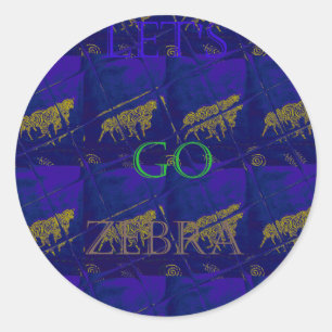 Lovely Elegant Zebra Graphic Design on Royal Hue  Classic Round Sticker