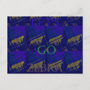 Lovely Elegant Zebra Graphic Design on Royal Hue  Postcard