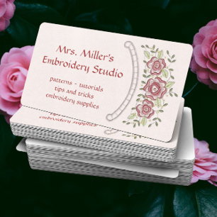 Lovely Embroidered Flowers Embroidery Pattern Business Card