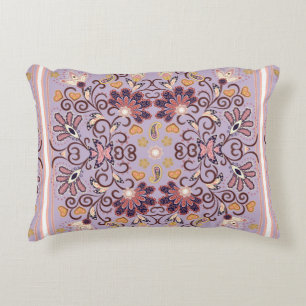 Lovely ethnic indian flowers. Beautiful ornament. Decorative Cushion
