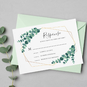 Lovely Eucalyptus Geometric Wedding RSVP Cards