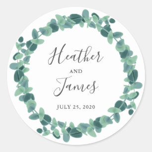 Lovely Eucalyptus Wedding Classic Round Sticker