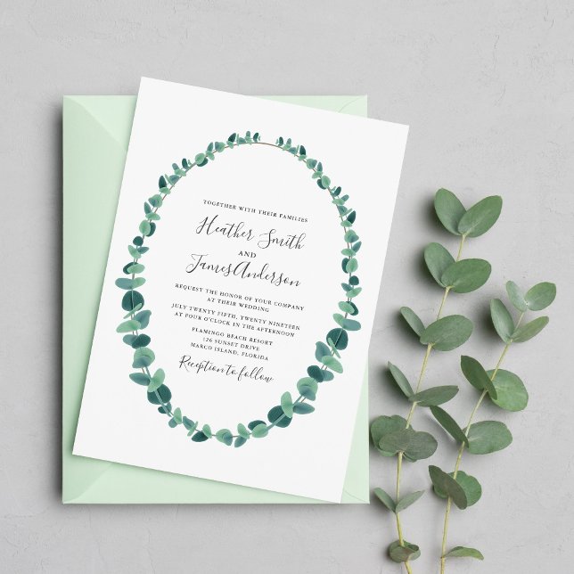 Lovely Eucalyptus Wreath Wedding Invitation (Creator Uploaded)