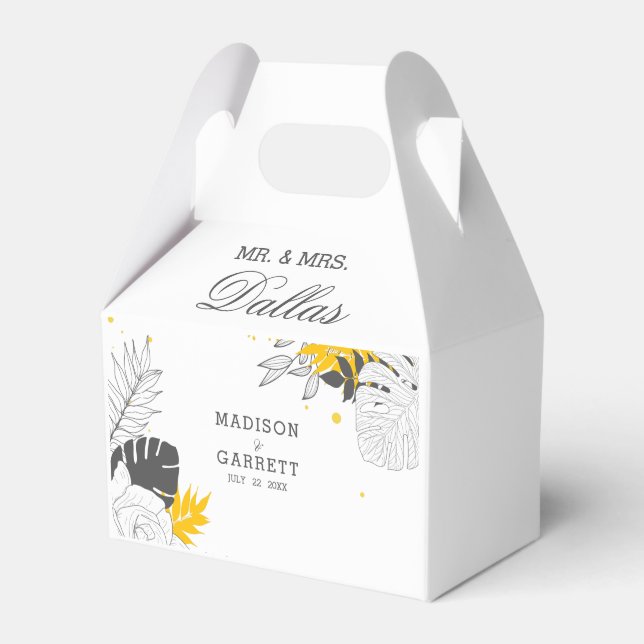 Lovely Exotic Leaves White Background  Favour Box (Front Side)