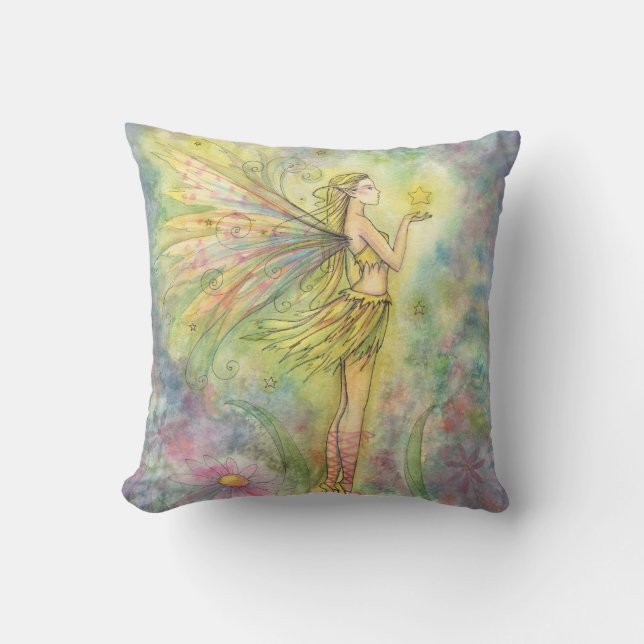 Lovely Faerie and Star Throw Pillow (Front)