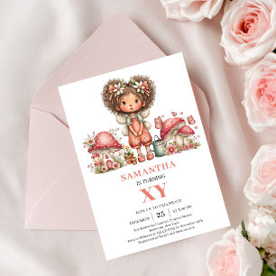 Lovely Fairy 4th Birthday Pink Floral Party Invite