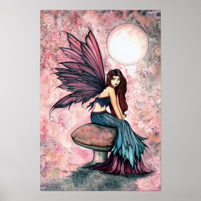 Lovely Fairy on Mushroom Poster Print (Front)