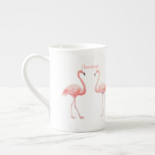 Lovely Fairy Tale For Two Flamingo Tropical Flower Bone China Mug