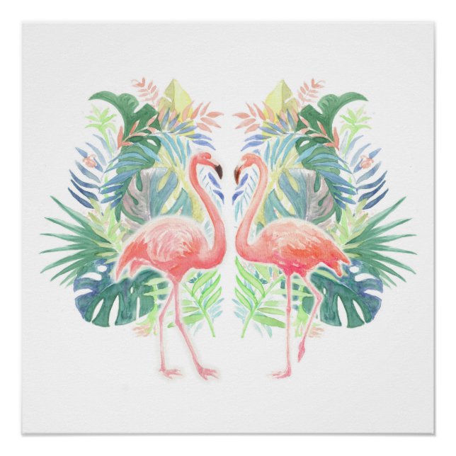 Lovely Fairy Tale For Two Flamingo Tropical Flower Poster (Front)