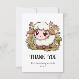 Lovely Farmyard Sheep Baby Shower Thank You Card