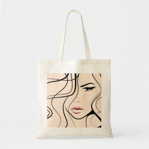 Lovely female face tote bag