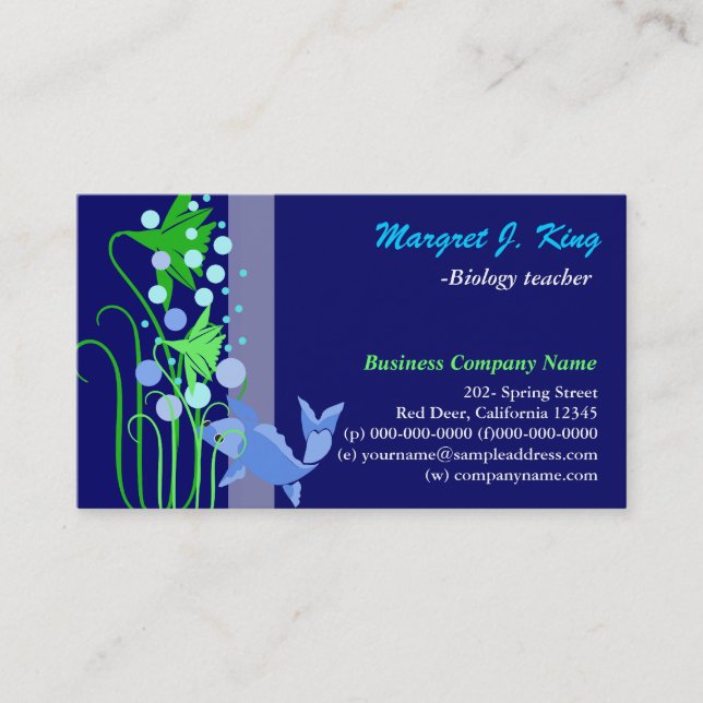 Lovely fish and water grass business cards. card (Front)