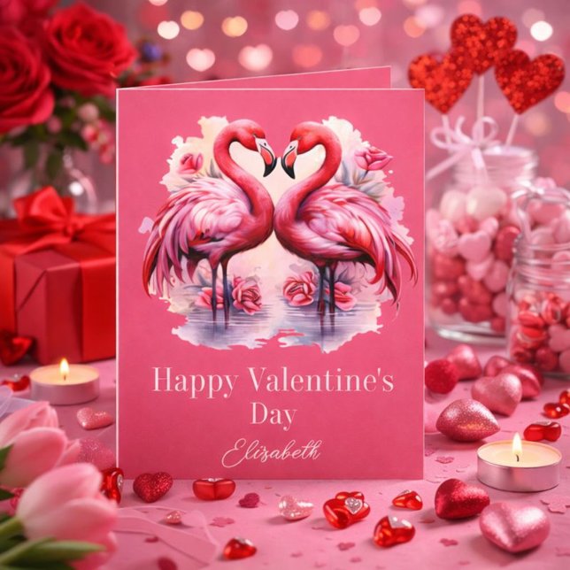 Lovely Flamingos Valentine's Day Card (Creator Uploaded)