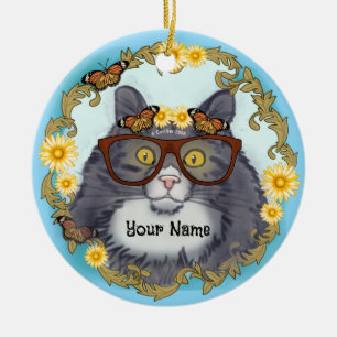Lovely Floof Cat  Ceramic Ornament