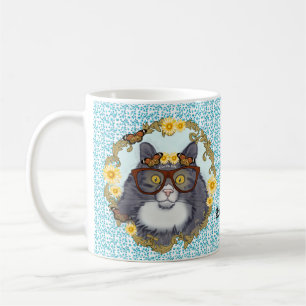 Lovely Floof Cat wearing glasses mug