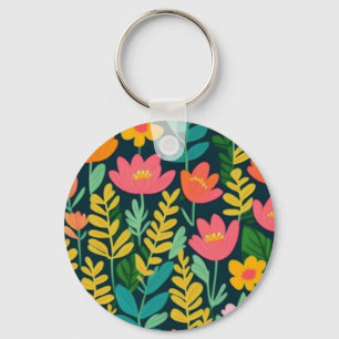 Lovely floral colorful field key ring