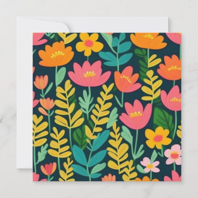 Lovely floral colourful field invitation (Front)
