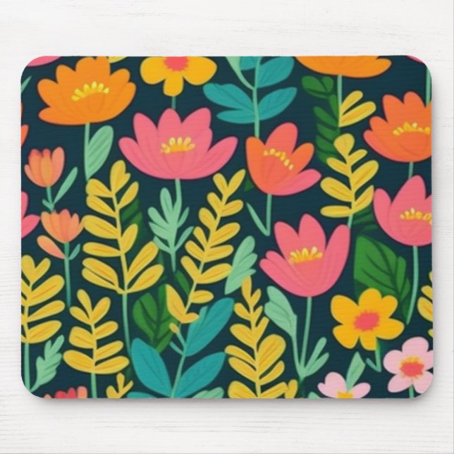 Lovely floral colourful field mouse pad (Front)