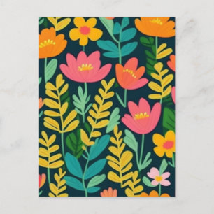 Lovely floral colourful field postcard
