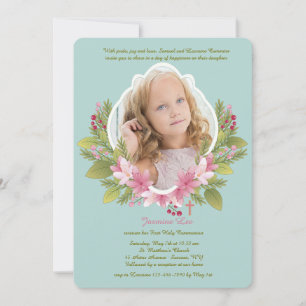 Lovely Floral Frame Photo Invitation
