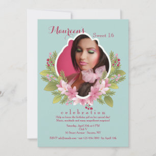 Lovely Floral Frame Photo Invitation