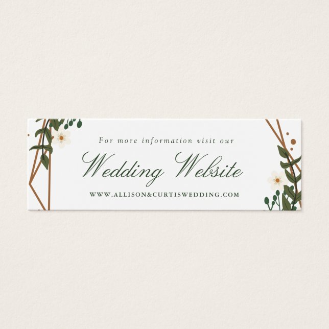 Lovely floral geometric wedding website card (Front)