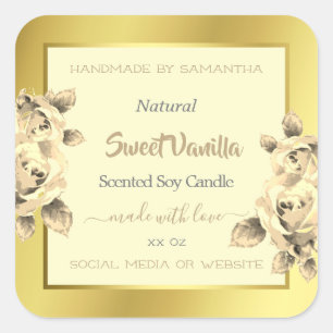 Lovely Floral Gold Cream Product Packaging Labels