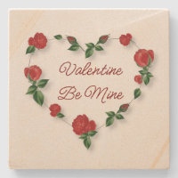 Lovely Floral Heart Stone Coaster