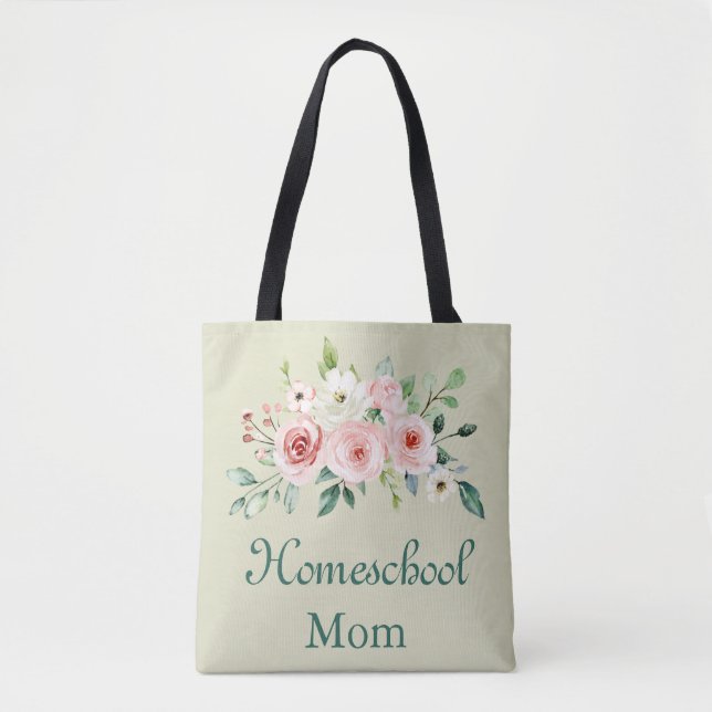 Lovely Floral Homeschool Mum Tote (Front)