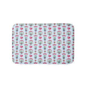 Lovely Floral Mason Jar Hearts Pattern Bath Mat
